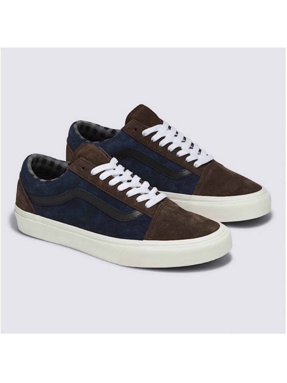 Vans Old Skool Suede Shoe Pig
Suede Plaid Brown/Navy
Women 8.0 Us